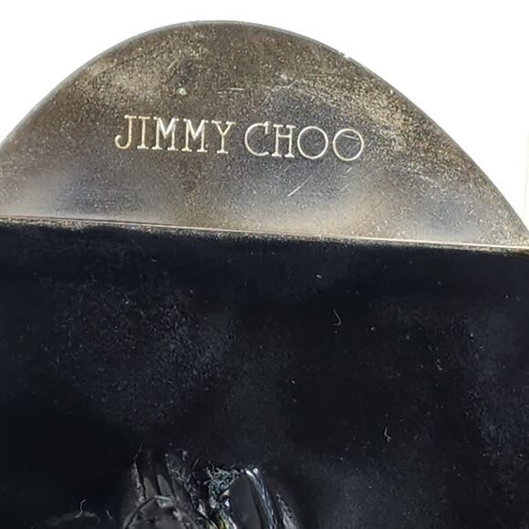 Jimmy Choo Women's Pathos Black 38 US7,5 Patent Leather Cork Thong Wedge Sandals - Picture 14 of 16